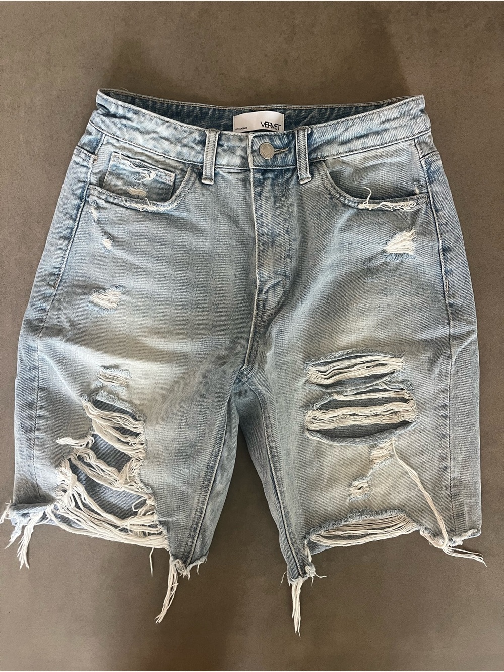 VERVET - Women’s Light Blue Distressed Denim Shorts - like new - small